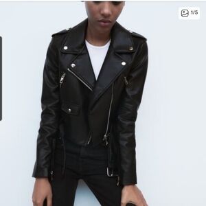 Zara Black Leather Biker Jacket